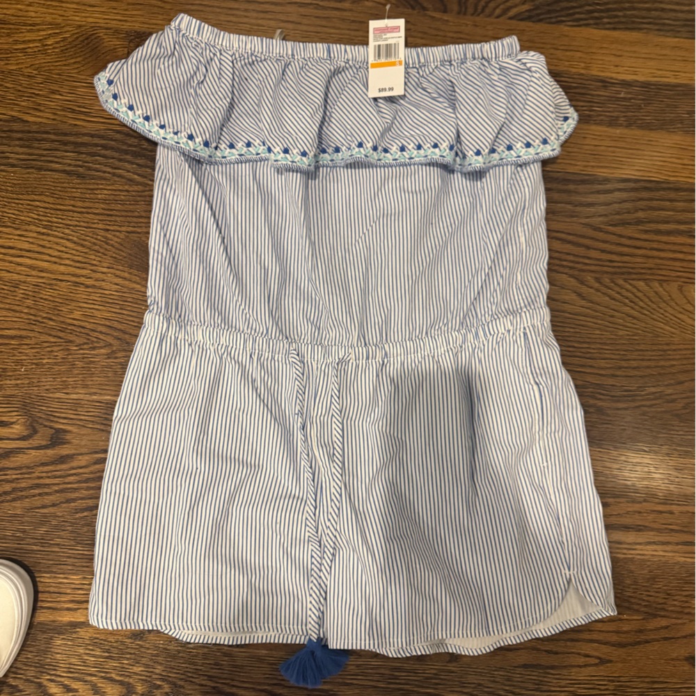 Vineyard Vines Strapless Blue and White Striped Romper NWT